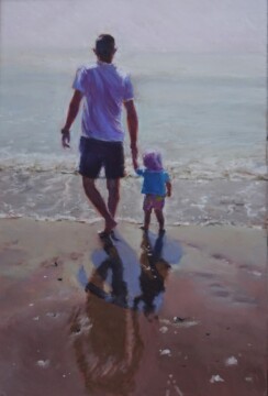 1 Paddling with Daddy - Oil Pastel 01 Paddling with Daddy - Oil Pastel