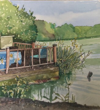 10 Petra's Garden Pool View - Watercolour 10 Petra's Garden Pool View - Watercolour