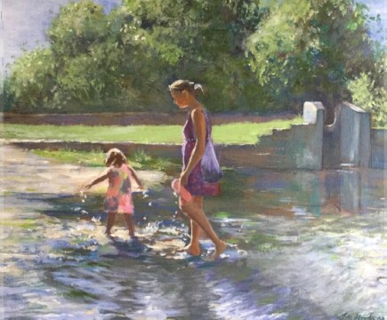 12 Paddling at the Ford in Sutton Park - Mixed Media 12 Paddling at the Ford in Sutton Park - Mixed Media