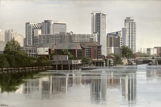 5 Salford Quays from Manchester Ship Canal- Oil 05 Salford Quays from Manchester Ship Canal- Oil